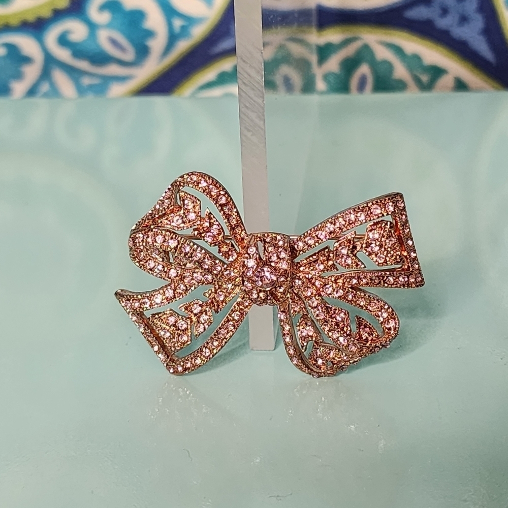 KJL Rose Gold Bow Brooch